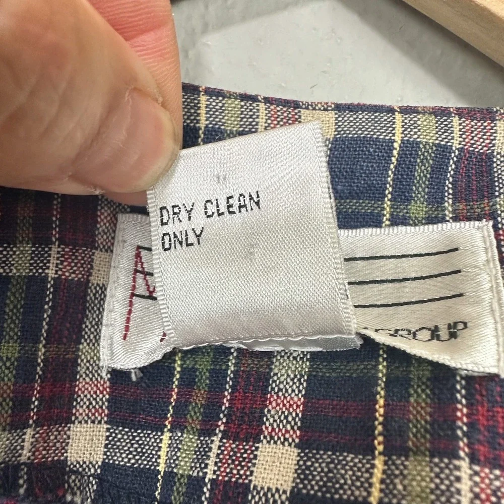 Vintage 90s Milano Design Group Vest Size L Linen Cotton Plaid Grunge‎ Academia
